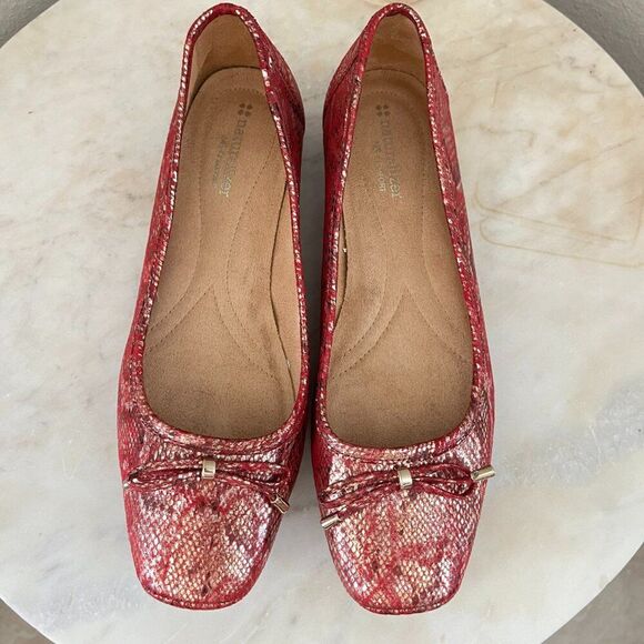 Naturalizer Vanessa Square Toe Comfort Flats Size 8W Wide Women's Snake Print - Picture 3 of 7